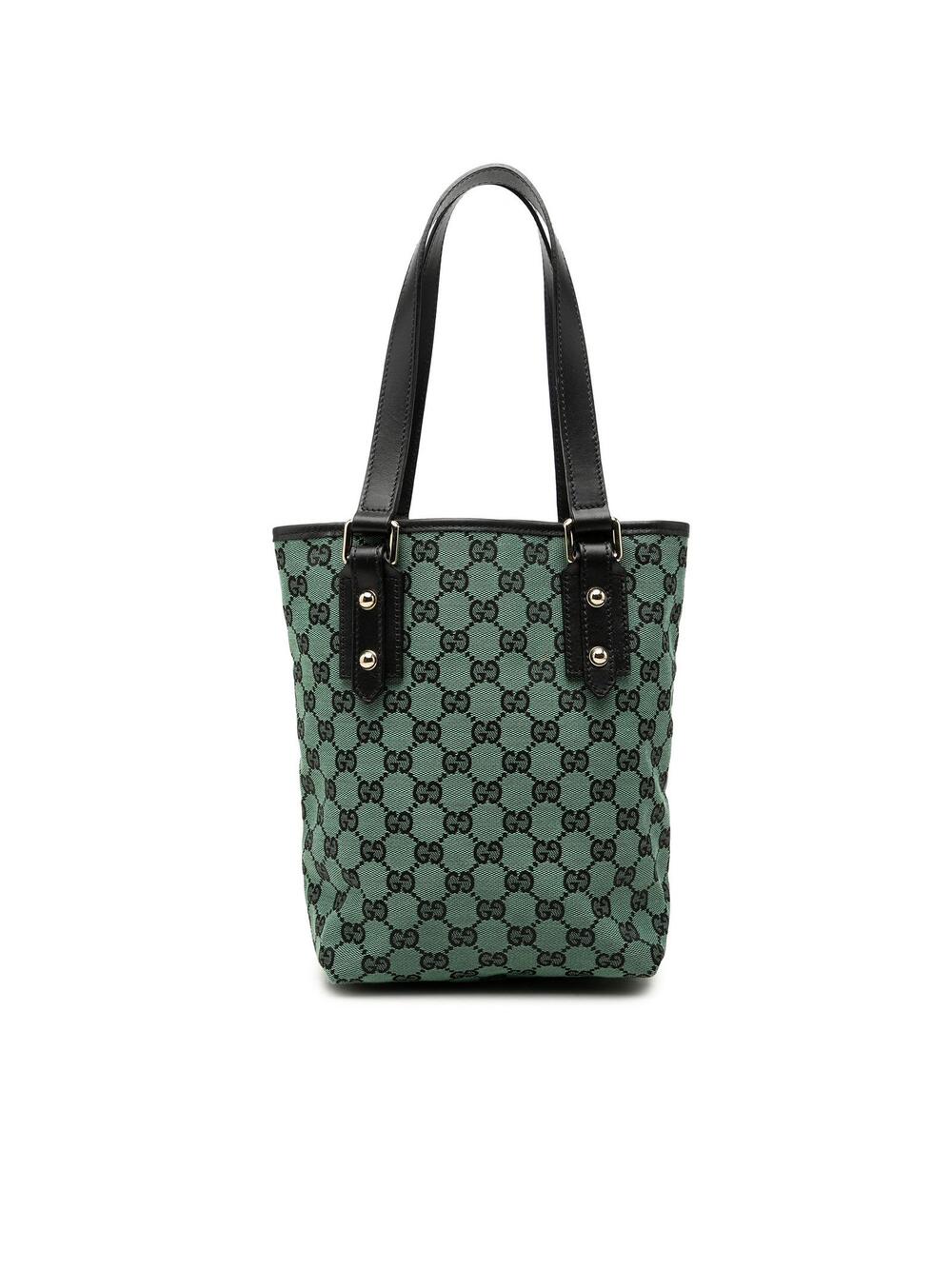 Gucci Gg Canvas Tote Pre-Loved Green #362987G47B